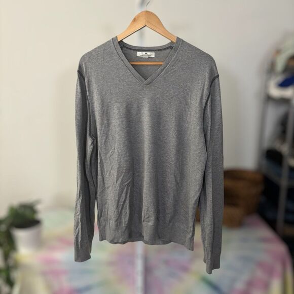 Banana Republic Gray V-Neck Sweater mens XL bamboo & Lycra Classic sustainable - Picture 2 of 6